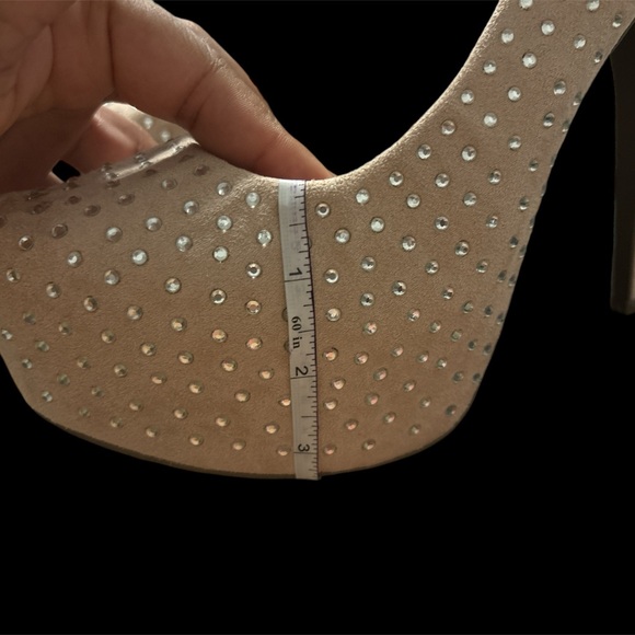 Nude Platform Heels Covered in Rhinestones - Picture 5 of 8
